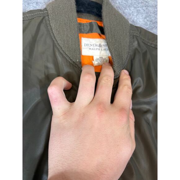 Denim & Supply Ralph Lauren Military Bomber Jacket Mens Medium Green Full Zip - Picture 2 of 5